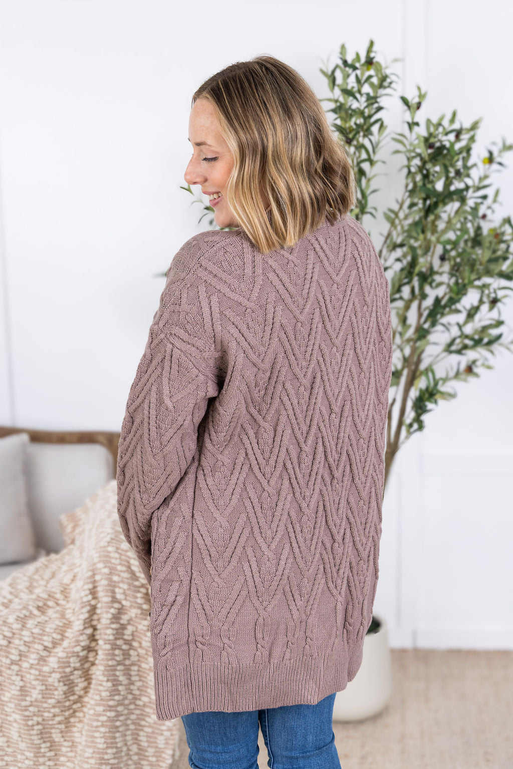 Brooks Button Sweater Cardigan - Light Mocha